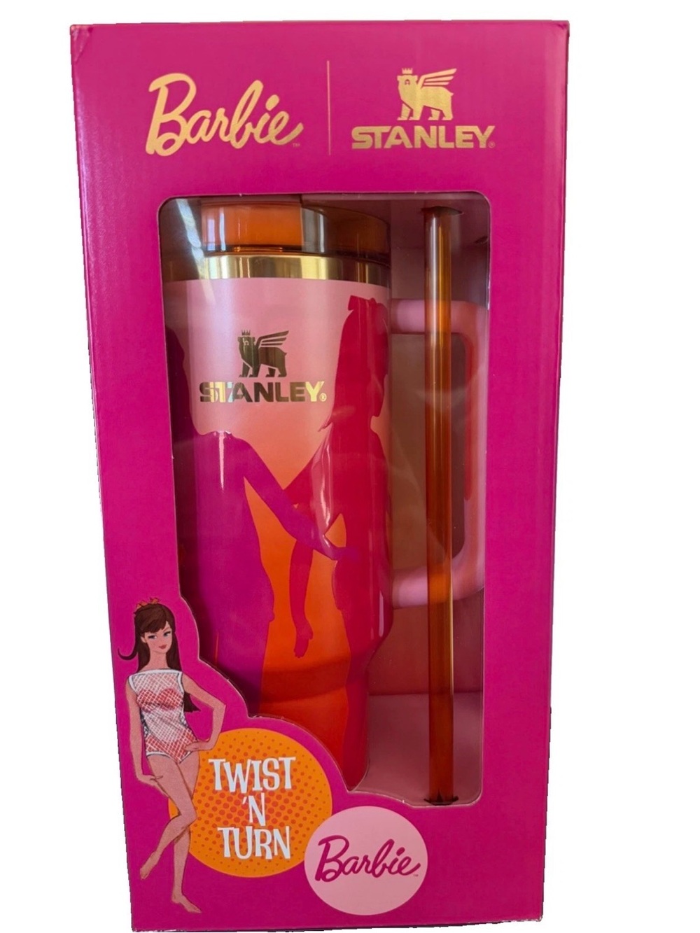 Stanley Barbie Pink and Orange Insulated Twist 'N Turn Tumbler